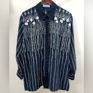 VINTAGE Nu-Look Beaded Blouse Size Free Size